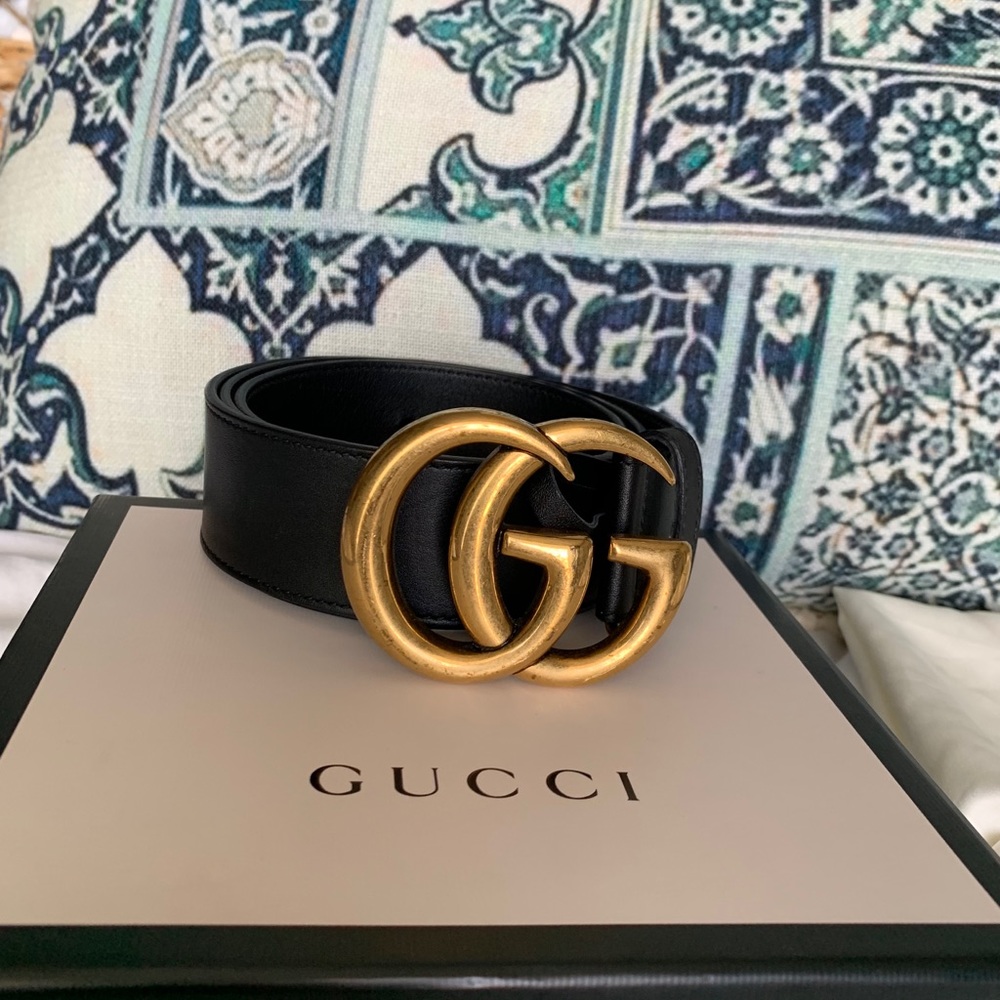 Gucci Leather Belt with Marmont GG Buckle - Picture 5 of 8